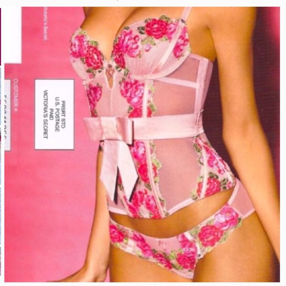 Victoria's Secret low rise cheekini  Rose Crystal Lace Mesh Floral Panty size m - Picture 2 of 8